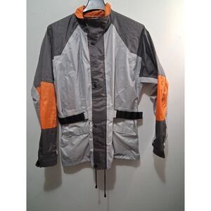Revolution Gear Men's Motorcycle Jacket Grey Orange Colorblock Mesh Lined Size M